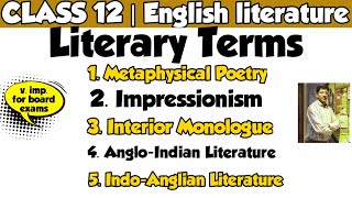 Literary Terms in English literature  Metaphysical poetry Impressionism etc  Class 12  Eng Lt [upl. by Wheaton133]