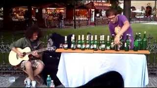 Flaškinet  El jarabe tapatío busking with glass bottles [upl. by Fayre]