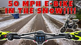 50 MPH EBIKE IN SNOWSTORM ROADRUNNNER PRO IN SNOW STORM [upl. by Latsirhc534]