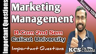 Marketing ManagementImportant QuestionsCalicut University Bcom 2nd Semester [upl. by Yolande]