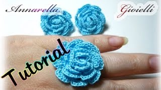 Tutorial  Orecchini roselline uncinetto al lobo e anello [upl. by Delaney]