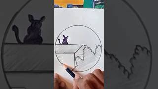 how to make village scenery art shorts youtubeshorts art [upl. by Nitsug82]