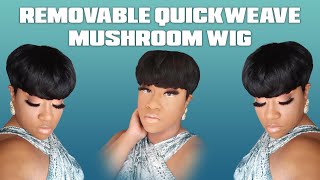 WIG WHERE  Quick Weave Mushroom Cut Hair Tutorial DETAILED  Pixie Cut [upl. by Aelgna182]