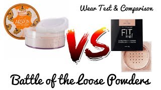 Battle Of The Loose Setting Powders Wear Test amp Comparison Coty Airspun Vs Maybelline Fit Me [upl. by Ewnihc]