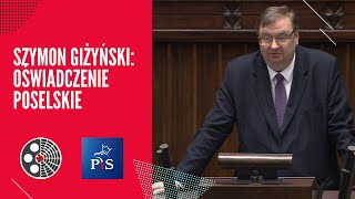 Szymon Giżyński  oświadczenie [upl. by Ativet276]