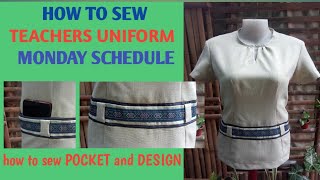 HOW TO SEW TEACHERS UNIFORM MONDAY SCHEDULE HOW TO SEW TEACHERS UNIFORM DESIGN AND POCKET [upl. by Nichol]