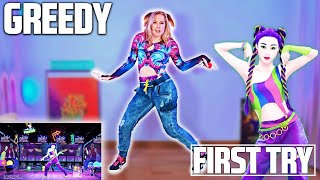 GREEDY  Tate McRae  JUST DANCE 2024  1st try REACTION [upl. by Cutlip]