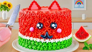 Mini Chocolate Cake with Watermelon Buttercream 🍉 Easy Cake Decorating Hacks [upl. by Idnarb]