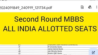 Second Round MBBS SEATS ALLOTTED ALL INDIA QUOTANEETRANK [upl. by Naor]