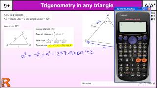 Trigonometry Cosine Rule GCSE Maths revision Exam paper practice amp help [upl. by Reltuc]