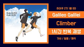 하이큐 2기 1쿨 ED 1시간 반복재생 Galileo Galilei  Climber 가사발음 [upl. by Yhtomot799]