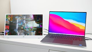 ROG STRIX XG16 PORTABLE GAMING MONITOR review with XPS 15 9510 Maximum Gaming Performance DLSS [upl. by Nyrhtakyram]