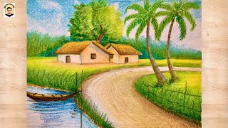 how to draw  drisso drawing  scenery drawing  landscape drawing [upl. by Sherl]