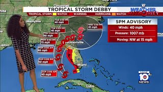 Tropical Storm Debby to strengthen into Category 1 hurricane [upl. by Natsirk]