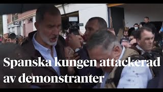 Spanska kungen får lera och stenar kastad på sig [upl. by Lambard68]