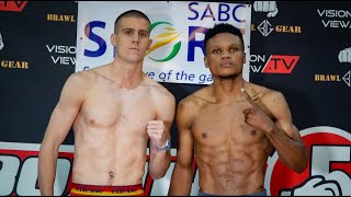 Boxing 5 Promotions Weigh In  Fourie vs Ogaketse [upl. by Nivac805]