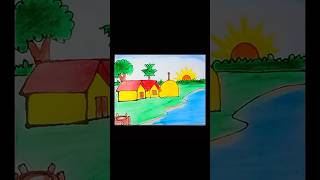 Easy colour scenery drawing step by step  How to draw a landscape scenery  scenery drawing [upl. by Almeria]