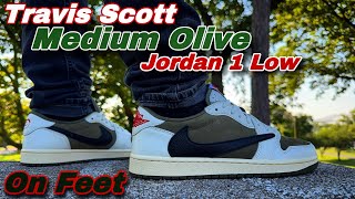 Medium Olive 🫒 Travis Scott Jordan 1 Low  On Feet Look 👀 [upl. by Pauiie]