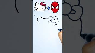 Hello Kittys Shocking Transformation into SpiderMan drawing fusion [upl. by Ninos]