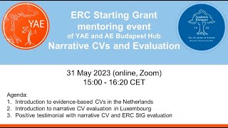 ERC Starting Grant Mentoring Event 2023  Narrative CVs and Evaluation [upl. by Andersen405]