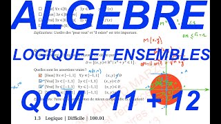 ALGEBRE QCM 1112 LOGIQUE ET ENSEMBLES [upl. by Luapnoj]