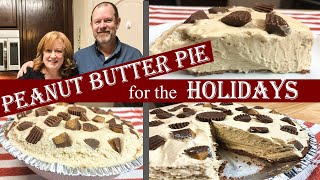 PEANUT BUTTER PIE WITH CHOCOLATE CRUST  No Bake Easy Holiday Pie Recipe [upl. by Idihc]