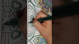 🌟​ Trying green metalic marker  Probando marcador metálico verde 🌟​ librodecolorear mandala [upl. by Lily]