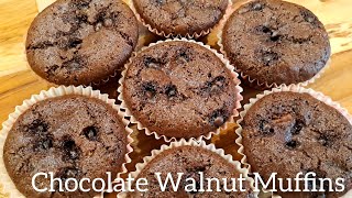 One Bowl Muffins  Chocolate Walnut Muffins  Double Chocolate Muffins  Eggless Chocolate Muffins [upl. by Brosy]