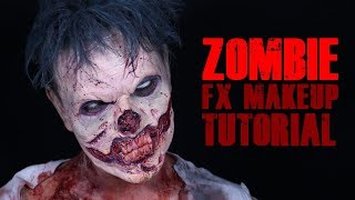 ZOMBIE Halloween FX Makeup Tutorial [upl. by Warms627]