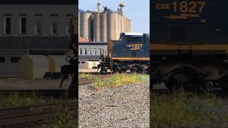 CSX 1827 Baltimore and Ohio locomotive pounds the diamond in Deshler Ohio [upl. by Nosyerg]