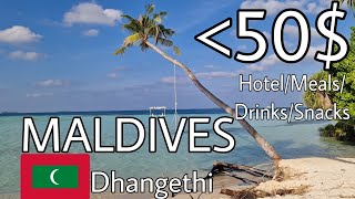 Dhangethi Malediven Urlaub günstig unter 50€ all inklusive Unterkunft Essen Trinken Snacks 4K [upl. by Three501]