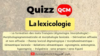 QCM  quizz autour de la lexicologie  Dérivation affixale et non affixale  hyponymie  Polysémie… [upl. by Skantze]