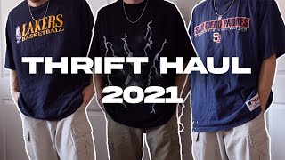 THRIFT TRYON HAUL SUMMER 2021 Thrifted Lookbook  Mens Thrift Haul [upl. by Hakim]