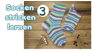 Socken stricken lernen TEIL 3 von 5  Maschenaufnahme nach der Ferse [upl. by Ettevroc]