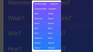 Vraag woorden in het Nederlands en Engels english dutch [upl. by Leontyne845]