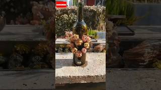 Empty Bottle into Decorated Planter planterdecor flowers garden diy [upl. by Jankell]