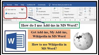 MS Word  How to use Wikipedia and Addins option in MS Word  Microsoft Word  MS Office  2019 [upl. by Karlene]