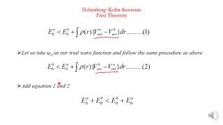 DFT4  Density functional theory Lecture 4 Hohenberg Kohn Theorems [upl. by Ngo127]