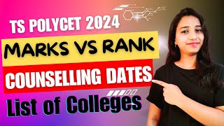 marks vs rank in tspolycet 2024 couselling dates  list of Colleges gayathri [upl. by Nonnahs]