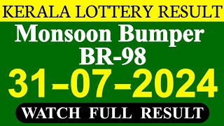 Monsoon Bumper BR98 Result On 31072024 [upl. by Siocnarf]