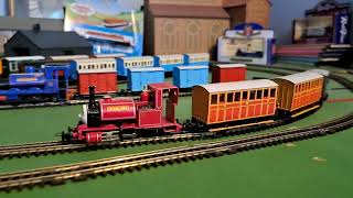 Bachmann Skarleoy pulling 2 Red coach and custom grey brakvan [upl. by Woolley]