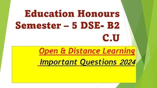 Education Honours Semester 5 DSE B2 CU Important Questions 2024 [upl. by Onaicnop]