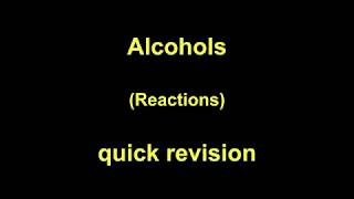 Quick Revision  Alcohols reactions [upl. by Nie]