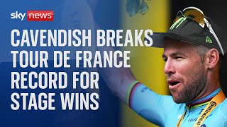 Mark Cavendish breaks Tour de France record for most stage wins [upl. by Baron]