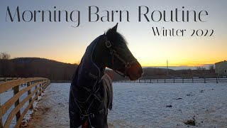 2022 Winter Morning BARN ROUTINE amp Feeding Horses  Barn Chores  EVENTING EQUESTRIAN VLOG [upl. by Derraj]