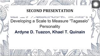 PAP Research econference Tagasalo Personality Scale [upl. by Nednarb793]