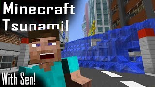 Minecraft  TSUNAMI MOD  Entire city wiped out [upl. by Nagaet]