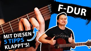 FDUR Akkord 5 Anfänger Tipps für F Dur amp Barré Akkorde auf der Gitarre [upl. by Rekrap70]