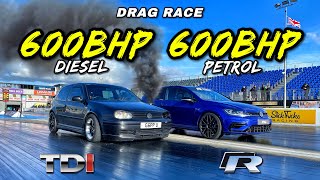 PETROL vs DIESEL NITROUS MK4 GOLF TDI vs FORGED MK7 GOLF R [upl. by Phillip]