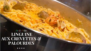 Recette de Linguine aux Crevettes amp Palourdes  Petite Vite [upl. by Atrahc]